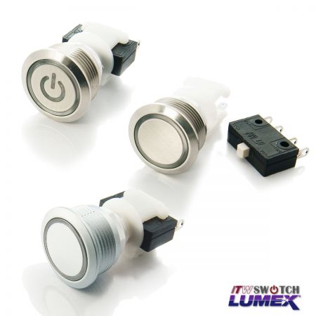 Interruptores de botón pulsador de 19 mm y 10 amperios